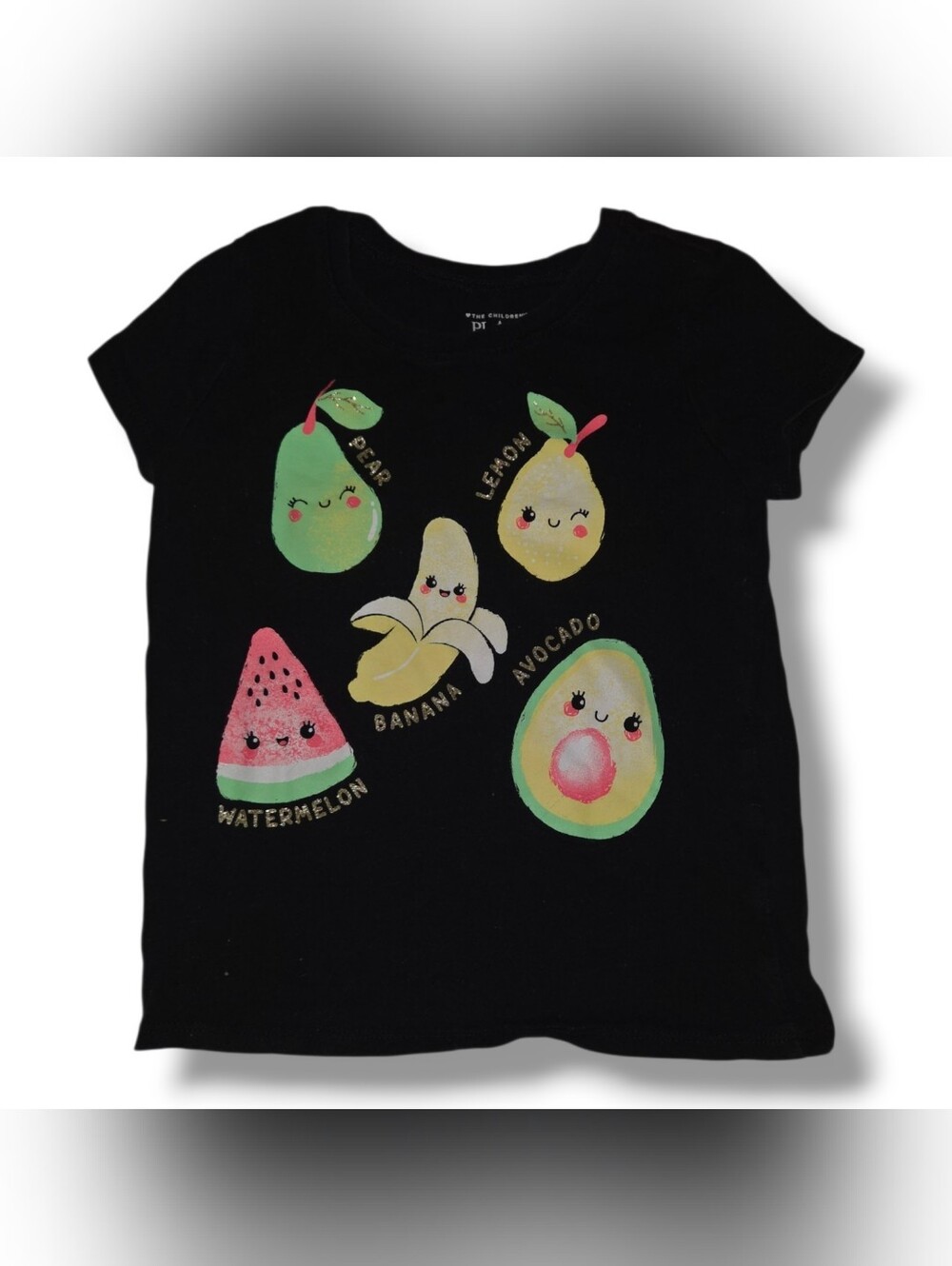 Children's Black Fruit Graphic Tee - Cute Kawaii Fruits